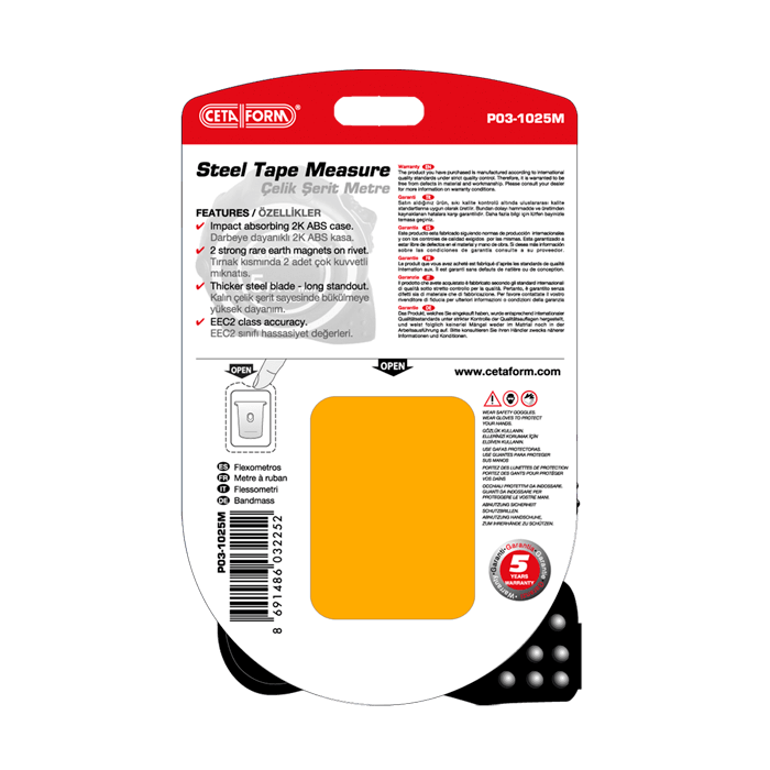 Değişik boylarda metreler için askılı, blister ambalaj tasarımı. Bristol kağıt.
Ofset baskı.
Özel Bıçak Kesim. Ambalaj Tasarımı, Blister Ambalaj, Metre Ambalajı.