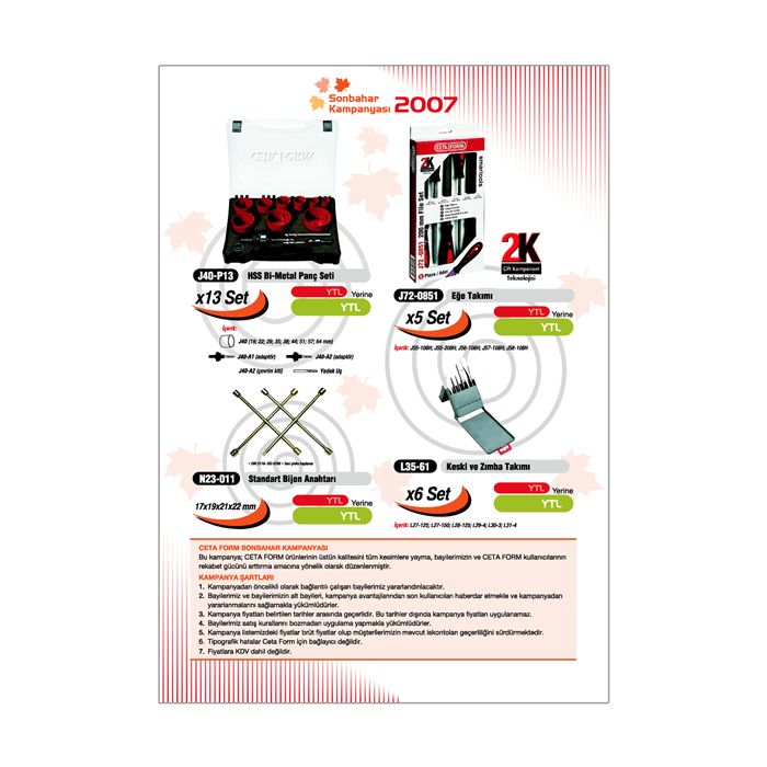 Kampanya ürünlerini ve fiyatlarını içeren insert tasarımı.  22 sayfa. 
Kapalı ölçü 21 x 29.7 cm.  
Kapak ve iç sayfalar 115 gr parlak kuşe.  
Tel dikiş cilt. Kampanya ürünlerini ve fiyatlarını içeren insert tasarımı. <br> 22 sayfa. <br/>
Kapalı ölçü 21 x 29.7 cm. <br/> 
Kapak ve iç sayfalar 115 gr parlak kuşe. <br/> 
Tel dikiş cilt.<br/>