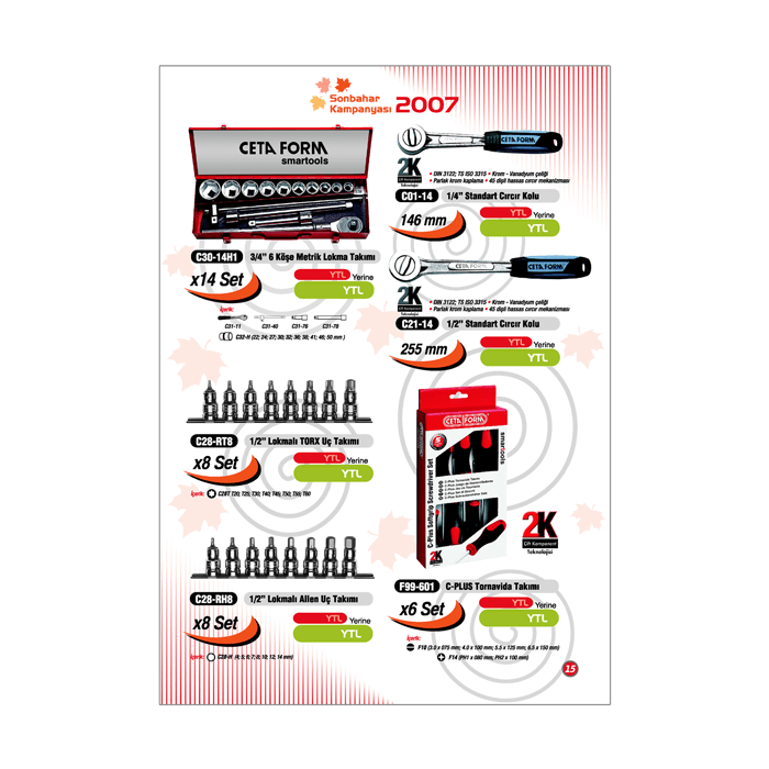 Kampanya ürünlerini ve fiyatlarını içeren insert tasarımı.  22 sayfa. 
Kapalı ölçü 21 x 29.7 cm.  
Kapak ve iç sayfalar 115 gr parlak kuşe.  
Tel dikiş cilt. Kampanya ürünlerini ve fiyatlarını içeren insert tasarımı. <br> 22 sayfa. <br/>
Kapalı ölçü 21 x 29.7 cm. <br/> 
Kapak ve iç sayfalar 115 gr parlak kuşe. <br/> 
Tel dikiş cilt.<br/>