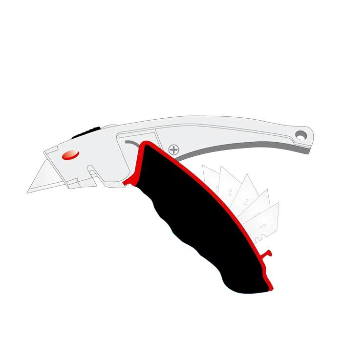 Katalog, broşür gibi yayınlarda ve ambalajlarda kullanılmak üzere maket bıçağı illustrasyonu. Illustrasyon, Maket Bıçağı İllustrasyonu
