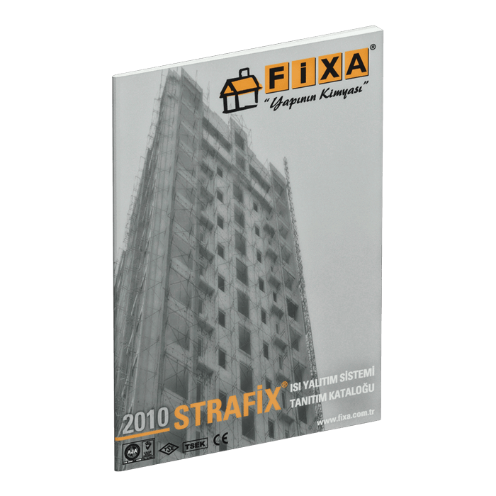 Strafix markalı ısı yalıtım ürünlerini tanıtmak ve ısı yalıtımıyla ilgili genel bilgiler sunmak amacıyla hazırlanan katalog24 sayfa. 
Kapalı ölçü 21X29.7 cm. 
Kapak 220 gr mat kuşe, mat selefon ve kısmi uv lak.
İç sayfalar 115 gr mat kuşe. 
Cilt omega tel dikiş.
 Katalog Tasarımı, Ürün Grubu Kataloğu.