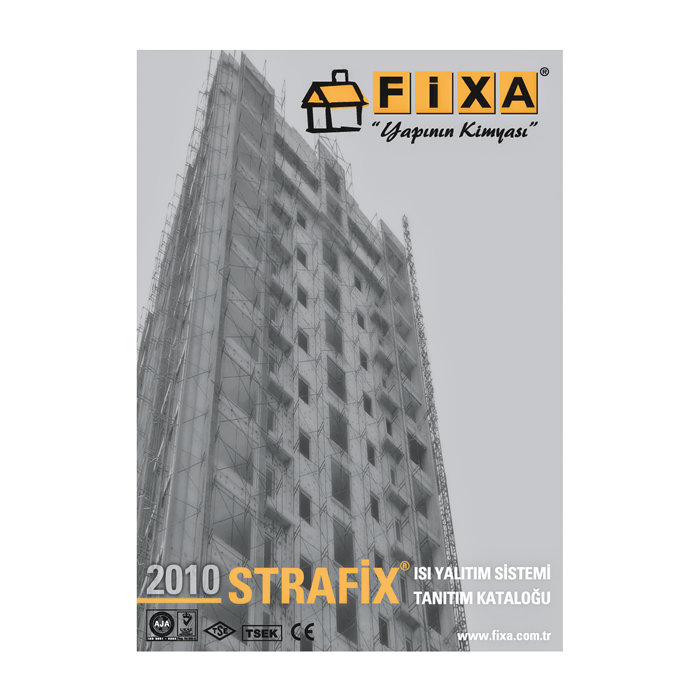 Strafix markalı ısı yalıtım ürünlerini tanıtmak ve ısı yalıtımıyla ilgili genel bilgiler sunmak amacıyla hazırlanan katalog24 sayfa. 
Kapalı ölçü 21X29.7 cm. 
Kapak 220 gr mat kuşe, mat selefon ve kısmi uv lak.
İç sayfalar 115 gr mat kuşe. 
Cilt omega tel dikiş.
 Katalog Tasarımı, Ürün Grubu Kataloğu.